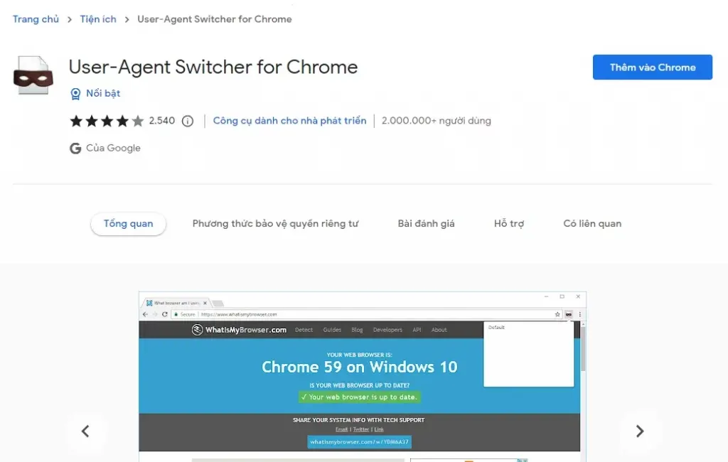 Cách thay đổi User Agent trên Google Chrome